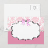 Roze diamanten en parelhoenders uitnodiging briefkaart (Voorkant / Achterkant)