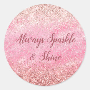 Roze Diamanten Glitzy Sparkle Glitter Ronde Sticker