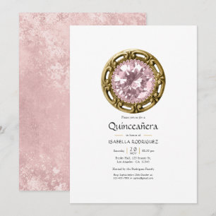 Roze Diamanten Quinceañera Kaart