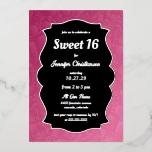 Roze Diamanten Sweet 16 Folie Uitnodiging