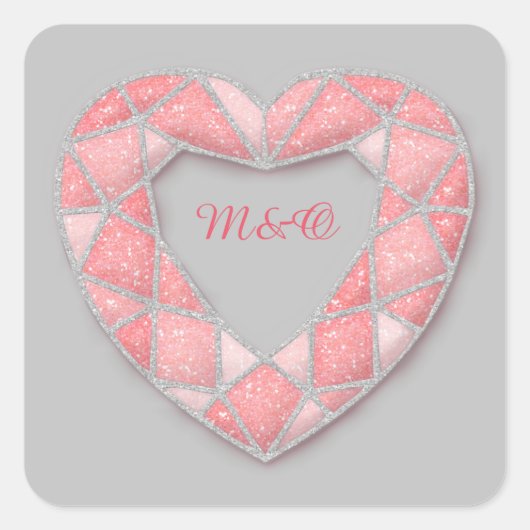 roze diamanthart stickers (Voorkant)