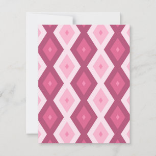 Roze diamantpatroon RSVP kaartje