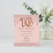 Roze Diamond Drips Happy 16e verjaardag (Staand voorkant)