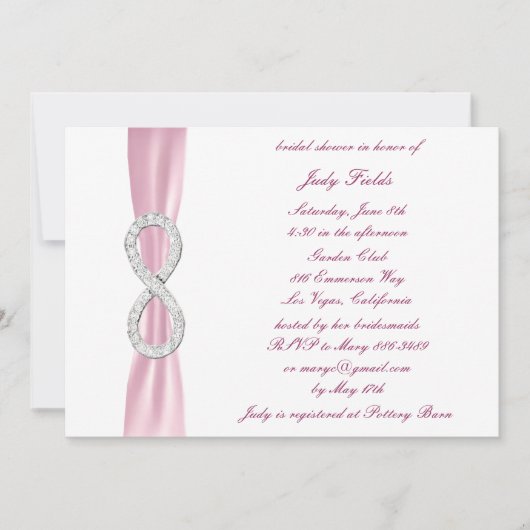 Roze Diamond Infinity Bridal Shower - uitnodiging (Voorkant)