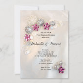 Roze Diamond Pearls Buttonnen Post Wedding Brunch Kaart (Voorkant)