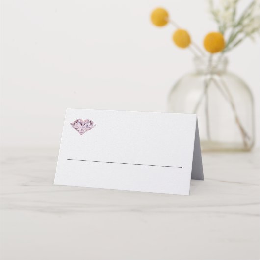 Roze Diamond Seed Place Cards met Blank Line (Voorkant)
