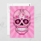 Roze Diamond Sugar Skull Briefkaart (Voorkant / Achterkant)