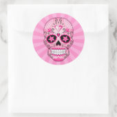 Roze Diamond Sugar Skull Ronde Sticker (Tas)