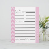 Roze Diamond Zigzag Chevrons Recipe Sheets (Staand voorkant)