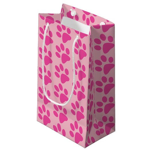 Roze dierpootafdruk klein cadeauzakje (Voorkant Gekanteld)