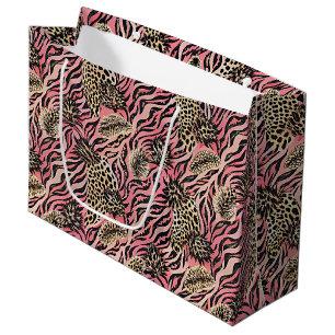 Roze Dierprint Fusie - Naadloos Patroon Groot Cadeauzakje