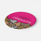 Roze dierprint hart Valentijnsdag feestje Papieren Bordje (Gekanteld)