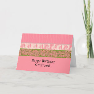 Roze dierprint verjaardagskaart kaart