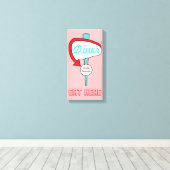 Roze diner Sign Canvas (Insitu (Houten vloer))
