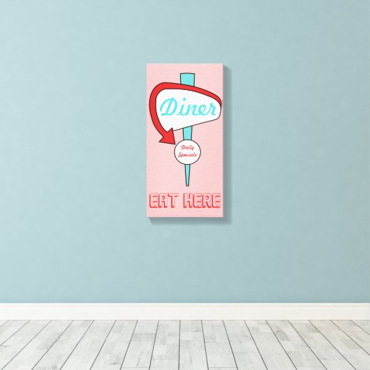 Roze diner Sign Canvas (Insitu (Houten vloer))