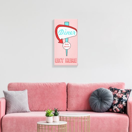 Roze diner Sign Canvas (Insitu (Woonkamer))
