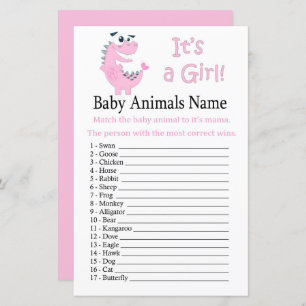 Roze Dinosaur Baby Animals Name Game