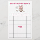 Roze Dinosaur Baby shower Bingo Game (Voorkant)