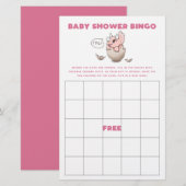 Roze Dinosaur Baby shower Bingo Game (Voorkant / Achterkant)