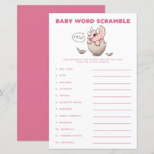 Roze Dinosaur Baby Word Scramble Game