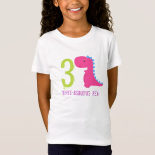 Roze Dinosaur Birthday Shirt Girl Dinosaurs