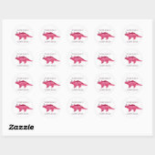Roze Dinosaur "Dit boek behoort tot" Bladplaat Ronde Sticker (Vel)