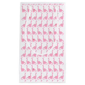 Roze Dinosaur Gift Bag Klein Cadeauzakje