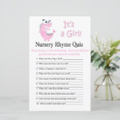 Roze Dinosaur Nursery Rhyme Quiz baby shower game (Staand voorkant)
