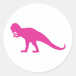 Roze Dinosaur Ronde Sticker