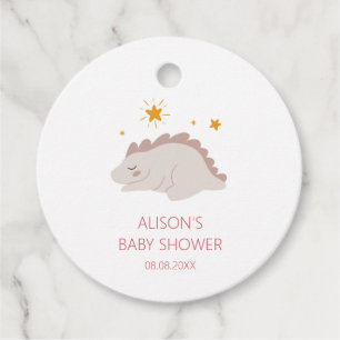 Roze Dinosaur Twinkle Star Baby Girl Bedankjes Labels