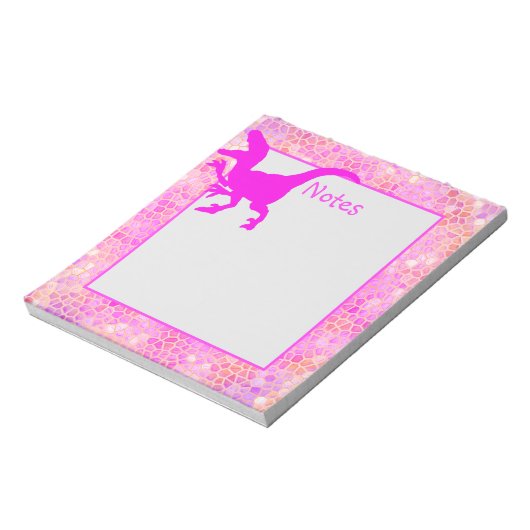 Roze dinosaur verbergen notitieblok (Gedraaid)
