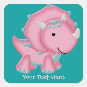 Roze Dinosaurus (aanpasbaar) Vierkante Sticker