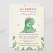 Roze Dinosaurus Baby Meisje Douche Wild Sweet Spri Kaart (Voorkant)