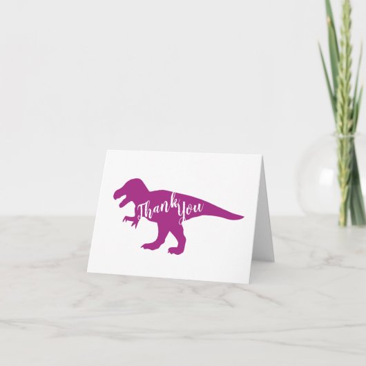 Roze dinosaurus Baby shower Bedankkaart (Voorkant)
