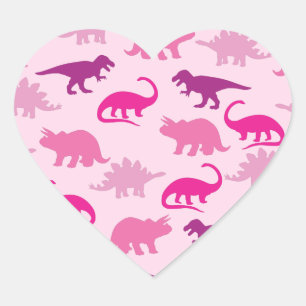 Roze dinosaurus Baby shower Hart Sticker