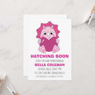 Roze Dinosaurus Baby Shower Uitnodigingen