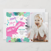 Roze Dinosaurus Prehistorisch Meisje 1e Eerste Ver Kaart (Voorkant)