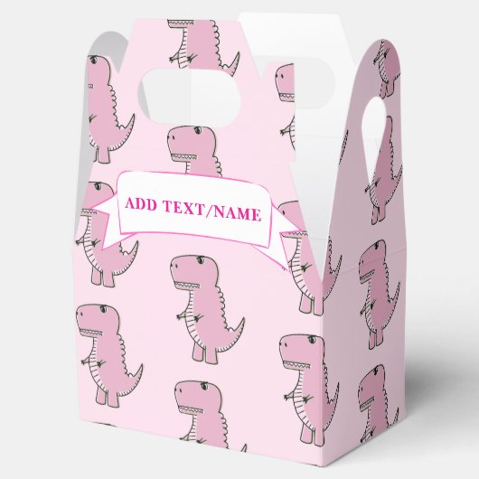 Roze Dinosaurus Tekening Custom Blue Bedankdoosjes (Geopend)