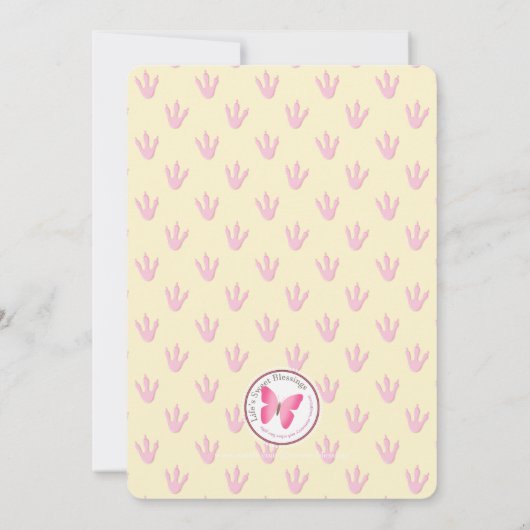 Roze Dinosaurus Verjaardag Kaart (Achterkant)