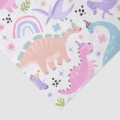 Roze Dinosaurus Verjaardagsfeestje Tissuepapier (Detail)