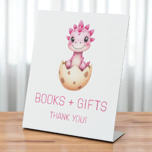 Roze Dinosaurussen Boeken en Cadeaus Baby Borrel B Reclamebord Met Voetstuk