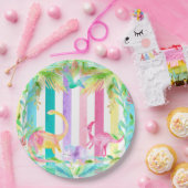 Roze dinosaurussen en pastelstroken Bord van papie (Feest)