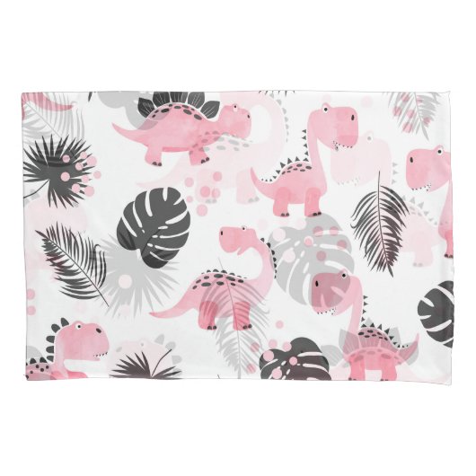 Roze dinosaurussen: Schattige Kinder patroon. Kussensloop (Voorkant)
