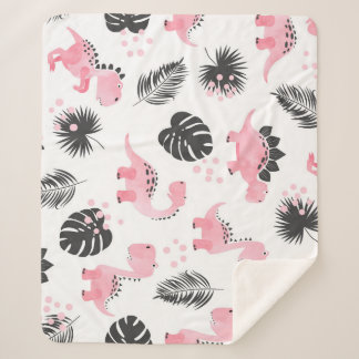 Roze dinosaurussen: Schattige Kinder patroon. Sherpa Deken