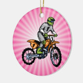 Roze Dirt Bike. Keramisch Ornament (Links)