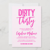 Roze Dirty Derty Birthday Uitnodiging (Voorkant)