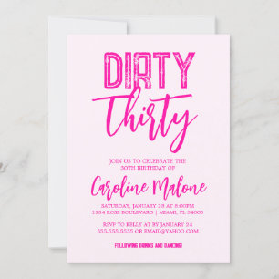 Roze Dirty Derty Birthday Uitnodiging