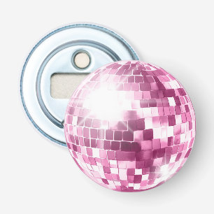 Roze Disco Bal Flesopener Button Flesopener