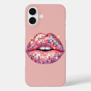 Roze disco bal lip iPhone 16 plus hoesje