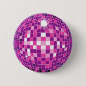 roze disco bal pin ronde button 5,7 cm (Voorkant)